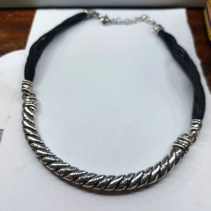 Brighton silver and leather necklace